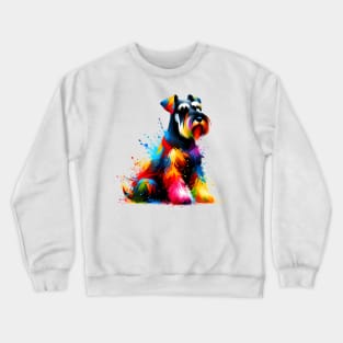 Abstract Colorful Giant Schnauzer in Splash Art Style Crewneck Sweatshirt